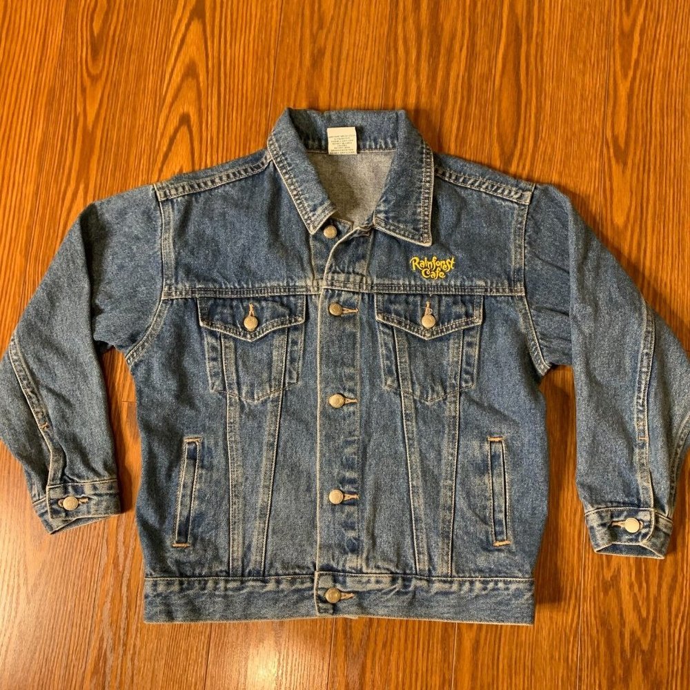 Kids Size 8 Vintage Rainforest Cafe Las Vegas Embroidered Jean Denim Jacket‎ - Picture 3 of 10